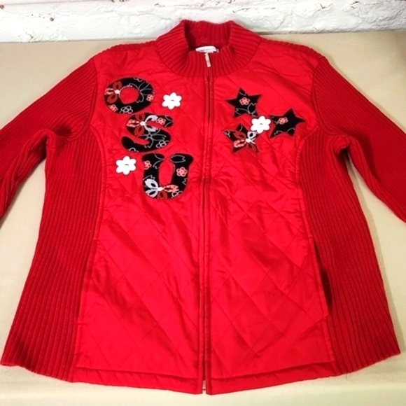 hand made Sweaters - Hand Made Ohio State Zipper Sweater Size Large Football Season!! One Of A Kind